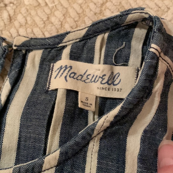 4.99 ship - MADEWELL blouse size s striped, pleated, flare! - Picture 4 of 7